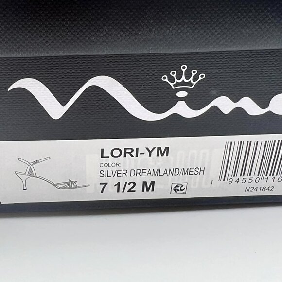 Nina Womens Size 7.5M Silver Jeweled Dress Sandals Heels Shoes - Picture 15 of 15